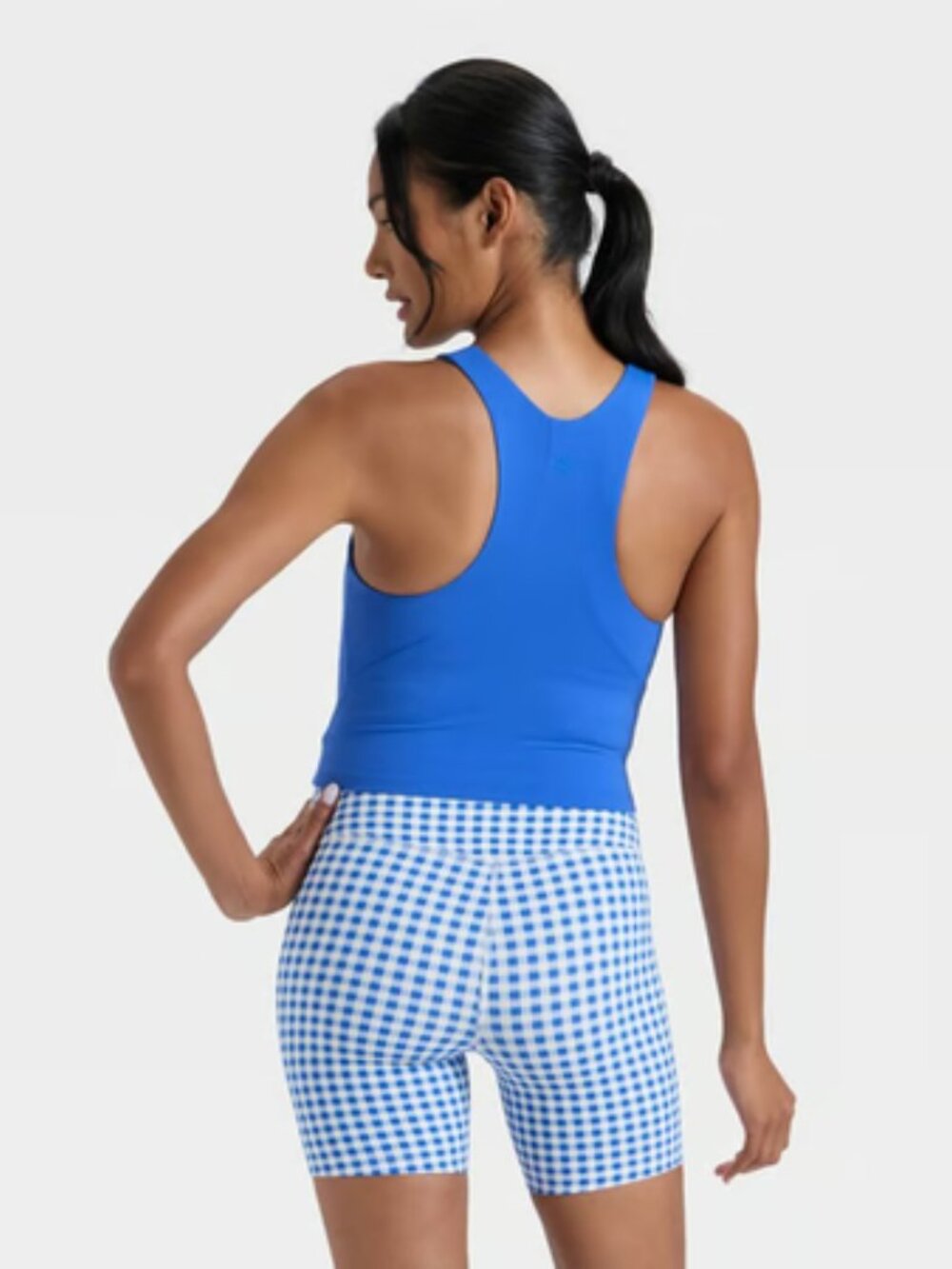 Everyday Soft High Neck Cropped Support Tank Top - All In Motion Royal Blue - Picture 2 of 2